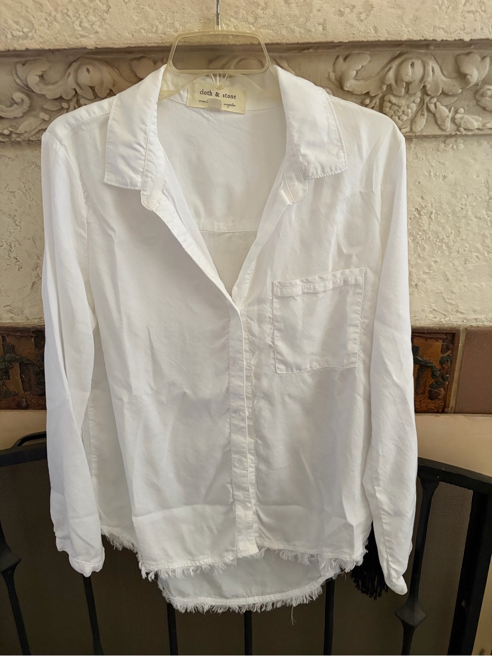 Cloth & Stone white tencel seams button down blouse